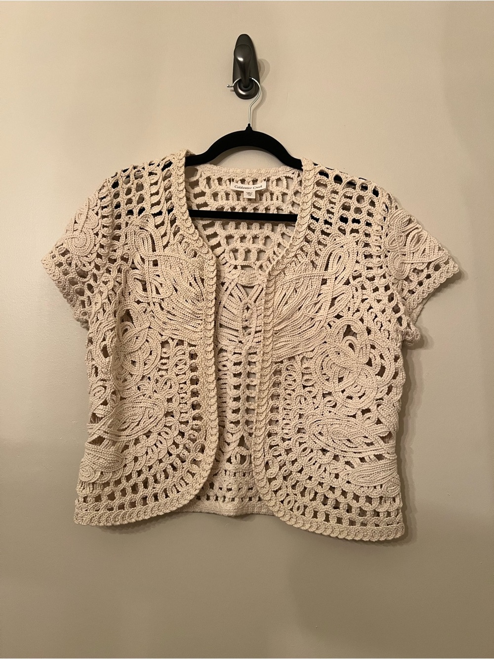 Coldwater Creek Crocheted Short-Sleeve Cardigan